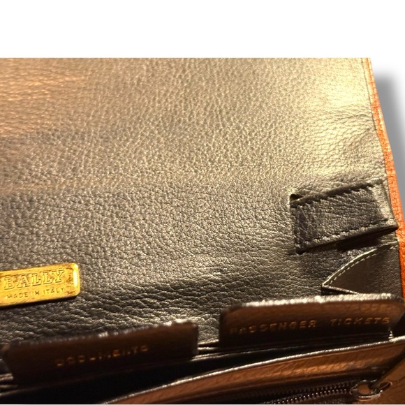 Bally Vintage Leather Clutch Bag Black Brown Gold Hardware - Picture 10 of 10